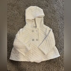 Carters 18 month Fleece Pleated Coat with hood and silver sparkle buttons